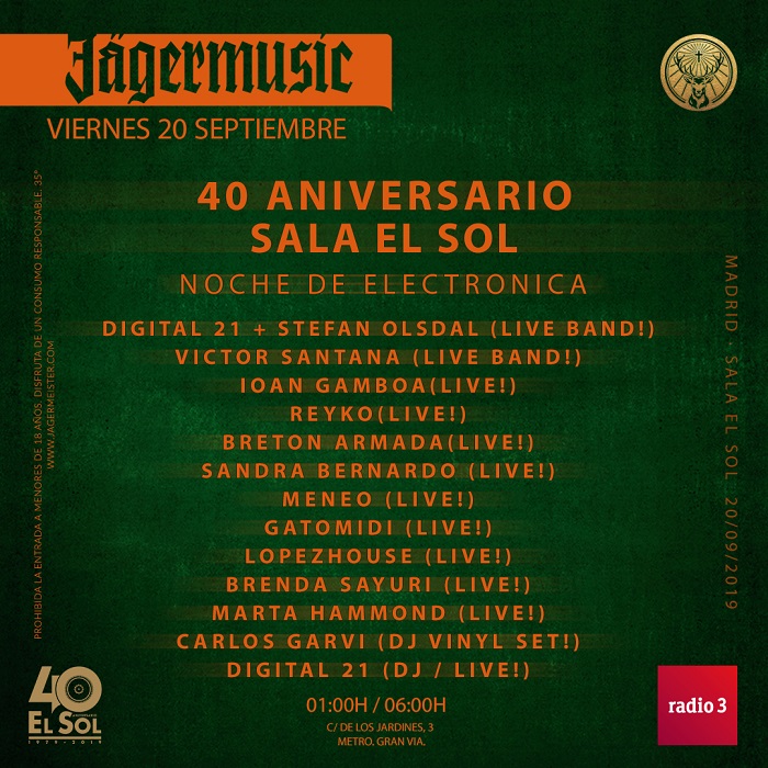 musica en directo y clubbing en el 40 aniversario de la sala el sol