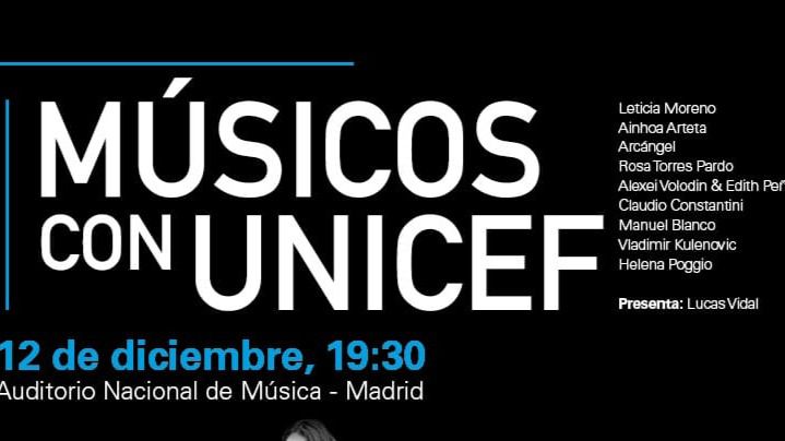 el auditorio nacional acoge el concierto musicos con unicef el proximo 12 de diciembre